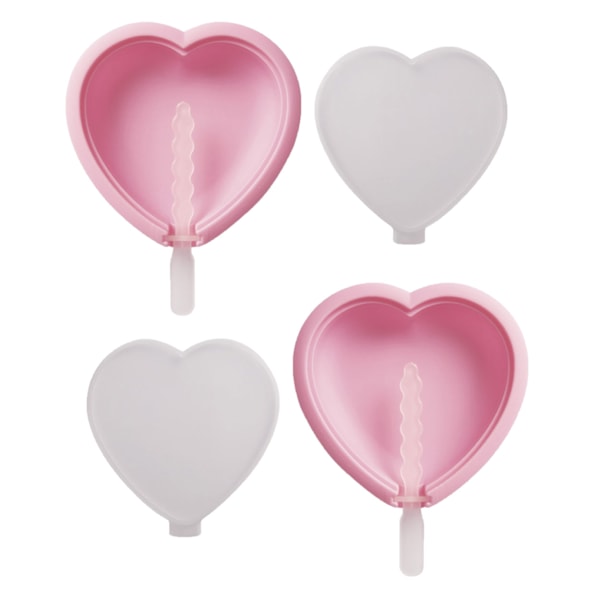 2-pak glasform hjerte - lav deres egne iskestokke derhjemme pink