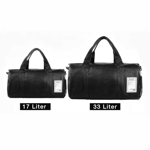 17L Väska med Skofack Skinn - Weekendbag Träningsväska - Svart svart