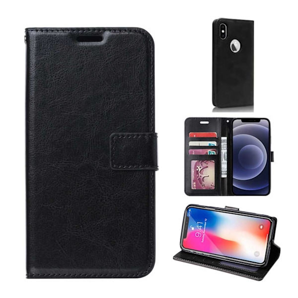 iPhone XS Max Wallet Case Black Læder Læder Taske sort