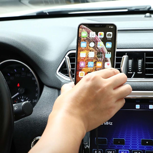 USB-C Smart Wireless Mobile Charger Qi Mobile Holder for bil sølv