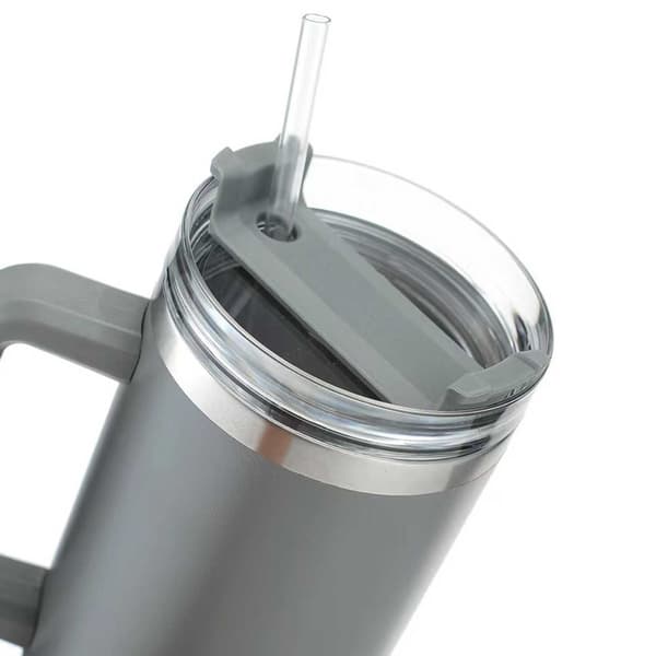 Muki oljilla 1,2L termospullo kahvalla valkoinen