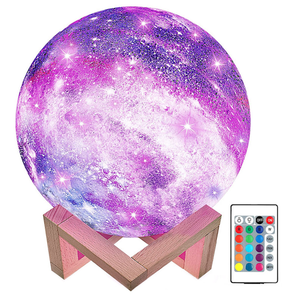 3D RGB Moon Lamp kaukosäätimellä | Nebula 16 Väriä 4 Modea 15cm