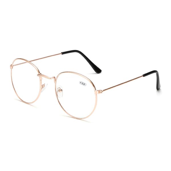 Retro runde lesebriller glassstyrke 2.0 gull gull