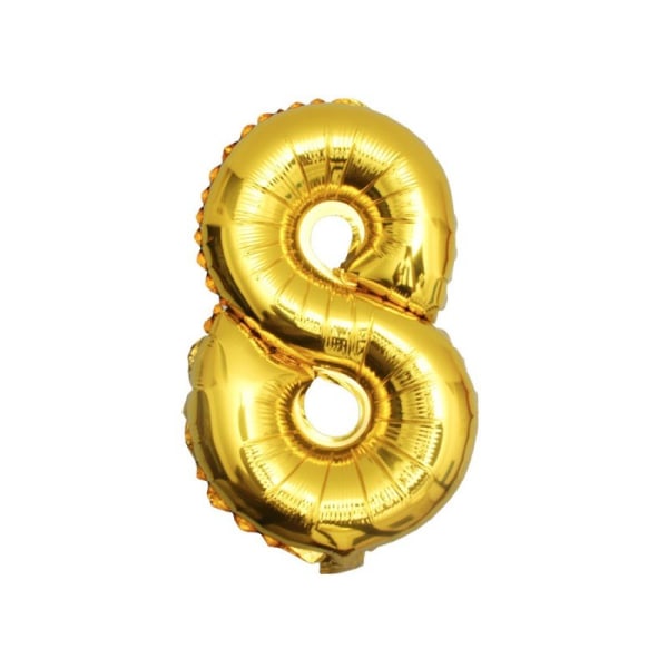 Suuri numeroinen ilmapallo kullassa syntymäpäiväjuhlissa 102 cm - 8 kulta