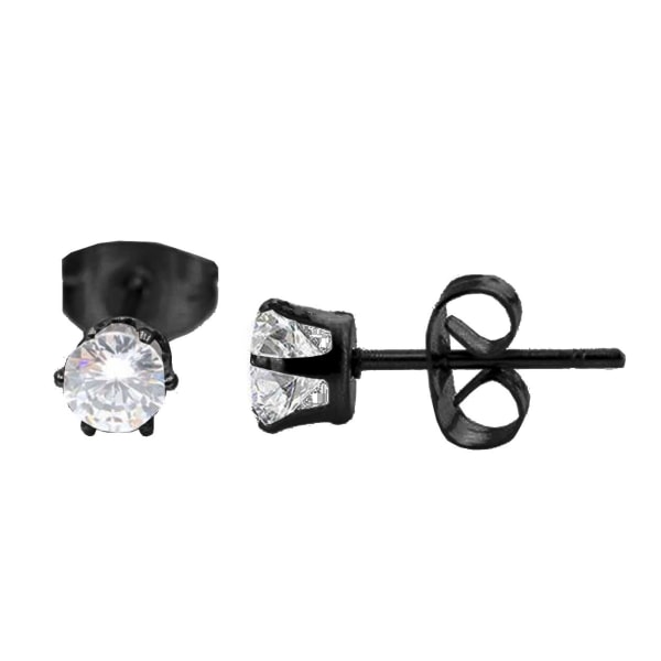 2 -pakk svart krystallpiercing øreringer piercing smykker - 4mm svart