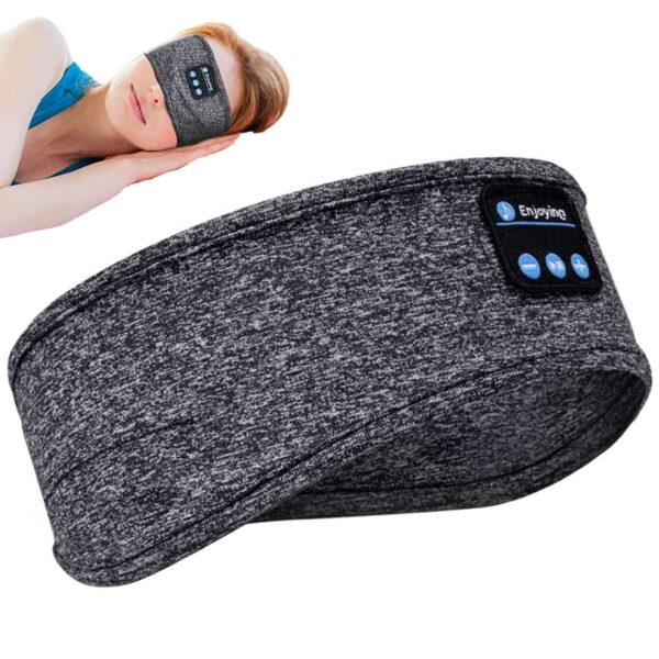 Sovende hovedtelefoner - pandebånd og øjenmaske med Bluetooth -hovedtelefoner grå