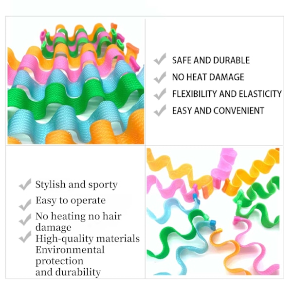 Hårrullar Heatless Curling Papiljotter 18-Pack flerfärgad