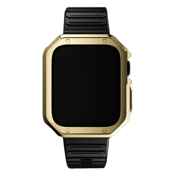 Apple Watch 38/40 / 41mm sort armbånd + tpu shell kofanger guld guld