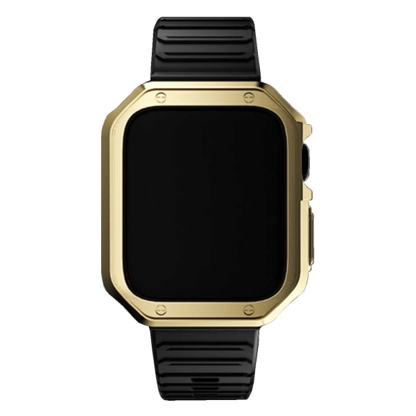 Apple Watch 38/40/41mm svart armbånd + TPU Shell Bumper Gold gull