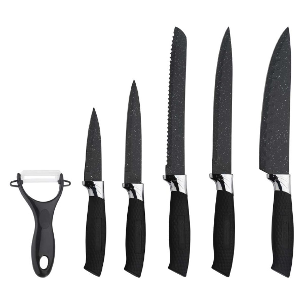 Knivset 6-delar Köksknivar svart