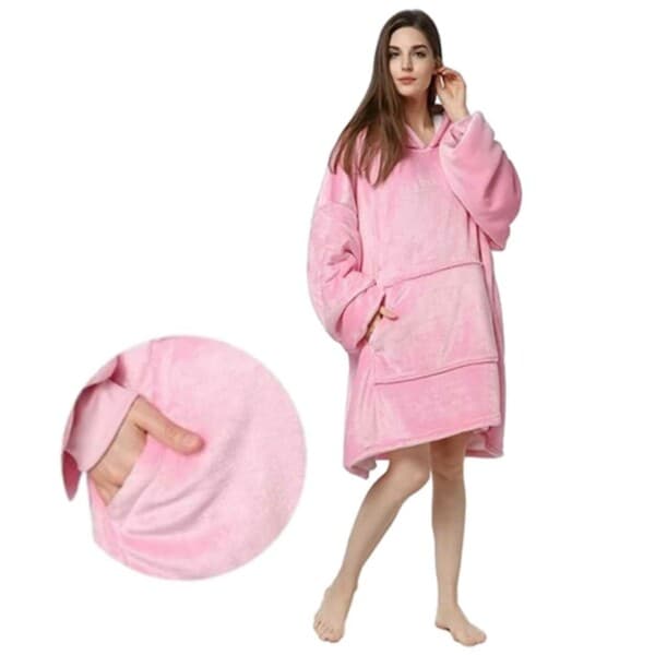 Hoodie teppe - Overstore hette genser teppe snuggie rosa rosa one size