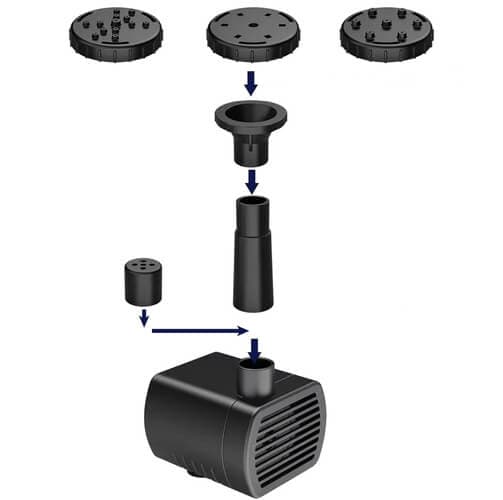 Solcellsdriven Fontän | Vattenpump för Fågelbad och Fontäner svart