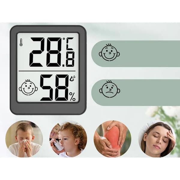 Digitalt Termometer Hygrometer Mini Vejrstation Sort