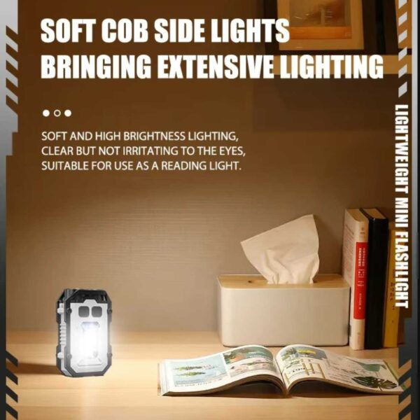 Mini LED taskulamppu taskulamppu avainnippu USB ladattava sinisellä valolla musta