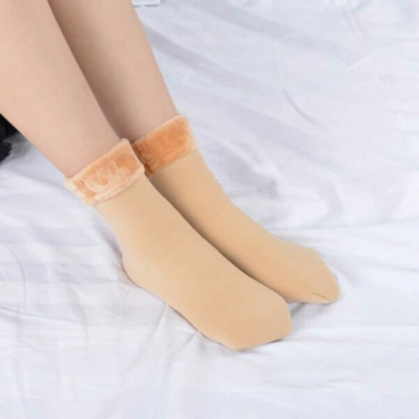Lämpimät vuoratut sukat sametti fleece beige M