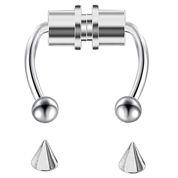 Magnetisk falsk næse ring septum naspiercing sølv sølv