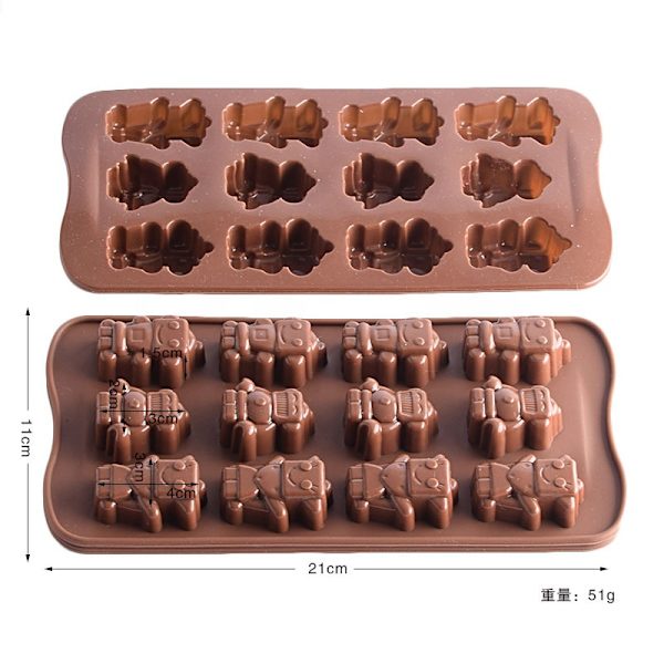 Silikoneform til chokolade og praliner robotter – 12 huller, 21 × 10,5 cm