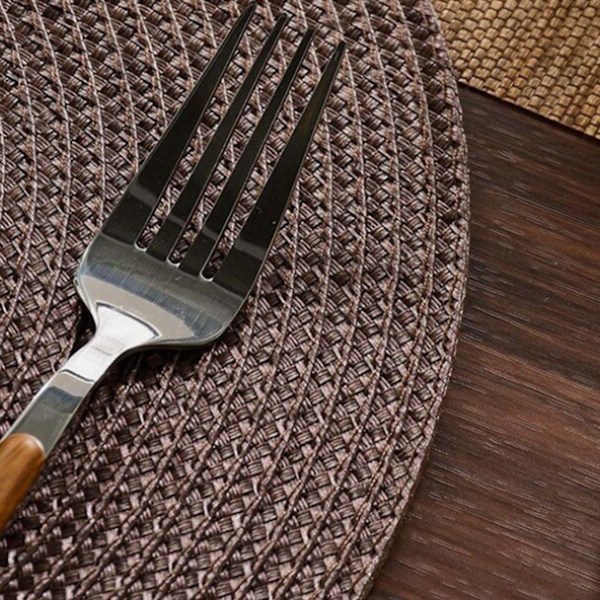 4 kpl punottu pyöreä paikkamatto ruskea 38cm ruskea