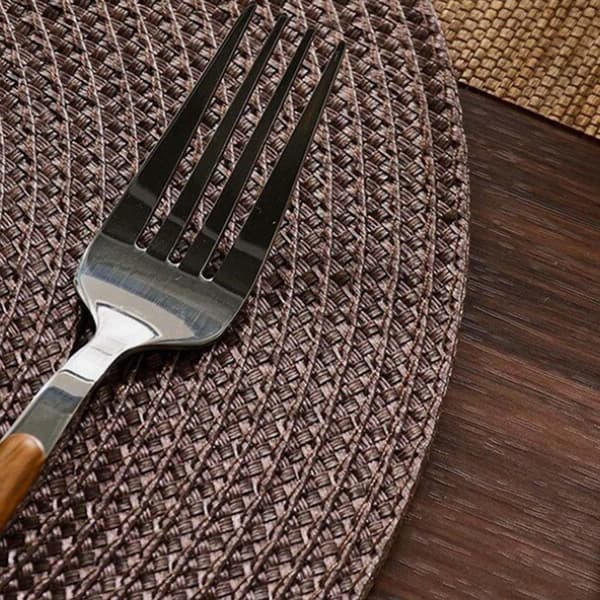 4-Pack flettede runde dekkebrikker Brun 38cm brun