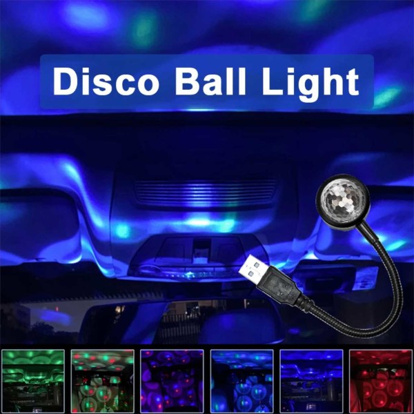 Mini USB LED Discolamp for Car Night Light svart