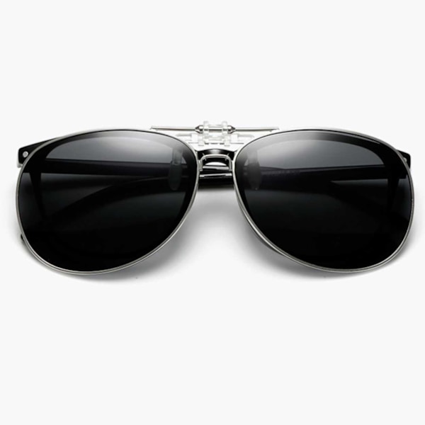 Flip Up Polarized Pilot Clip-On solbriller metallgrønn grønn