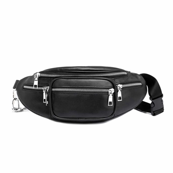 Svart Midjeväska Magväska Bum Bag Cross Body Väska Skinn Läder svart