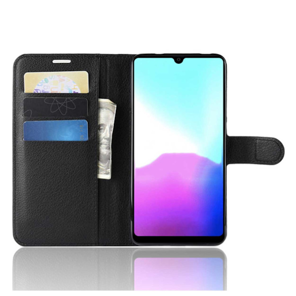 Huawei Mate 20 Pro Wallet Cover Black Læder Læder Taske sort