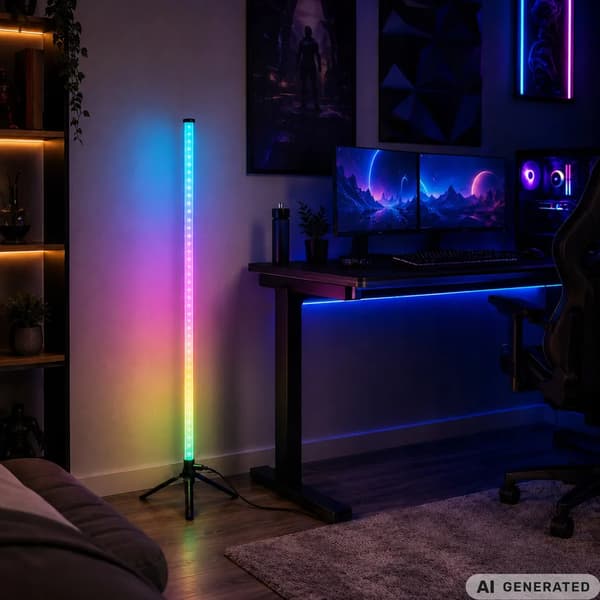 RGB LED Hjørnelampe 114cm Gulvlampe for Soverom med App