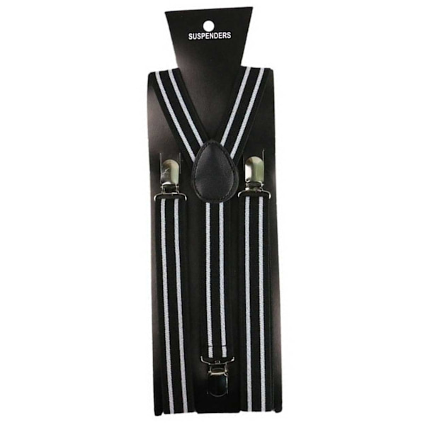 Smal stribede seler med klemmer 2,5 cm - sort hvid sort