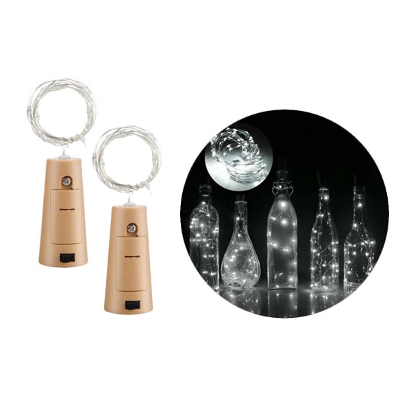 2-pack LED Ljusslinga Lampor Belysning för Flaskor Dekoration vit