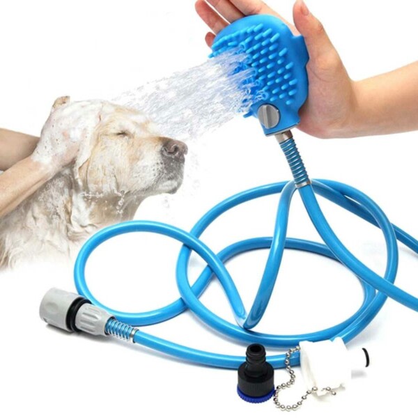 Dusch Borsthandske För Djur - Pälsvård Tvätt Hund Husdjur blå