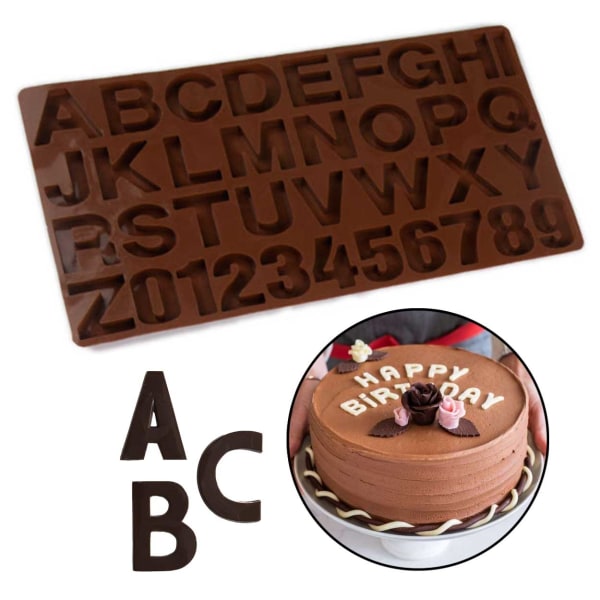 Silikon Chokladform Bakform Bokstäver Alfabet SiIlikonform brun