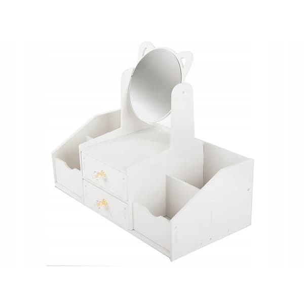 Make-up-organizer med spejl og skuffer – Opbevaringsbord til makeup hvid