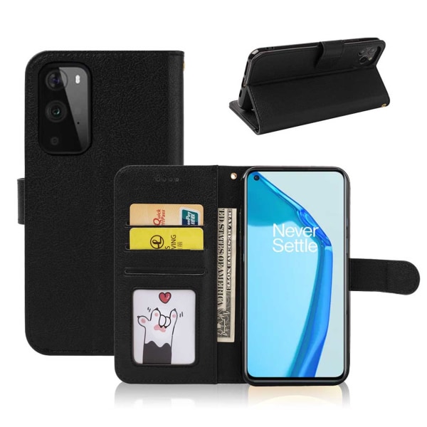 OnePlus 9 Pro lompakko kotelon nahkainen kotelo musta musta