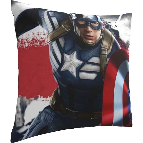 Mjuka och bekväma Captain America kuddfodral 45 X 45 Cm Fyrkantiga kuddfodral för soffa sovrum Bil utomhusdekor 18 X 18 tum Dubbelsidigt