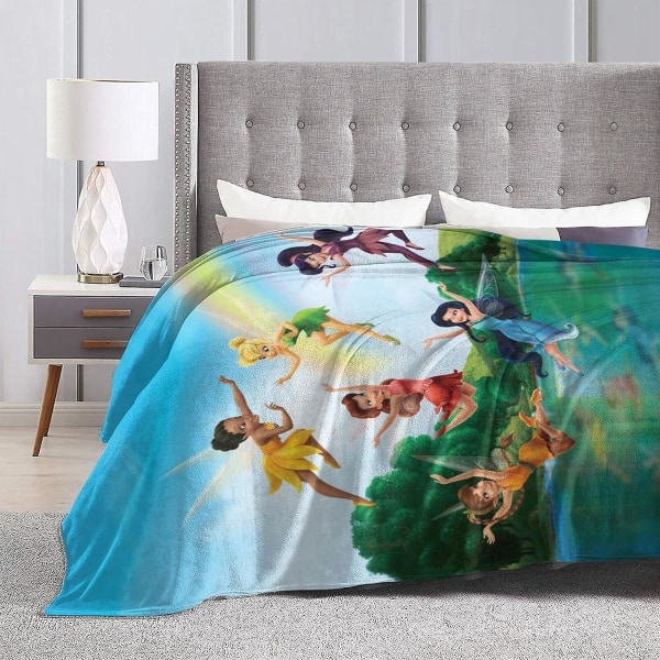 Disney Fairy Blanket Ultramjuk mikrofleecefilt Härlig slängfilt Fit Soffa Soffa Sängfilt- Flera storlekar för vuxna barn Tonåringar Bedroo 50x40in 125x100cm