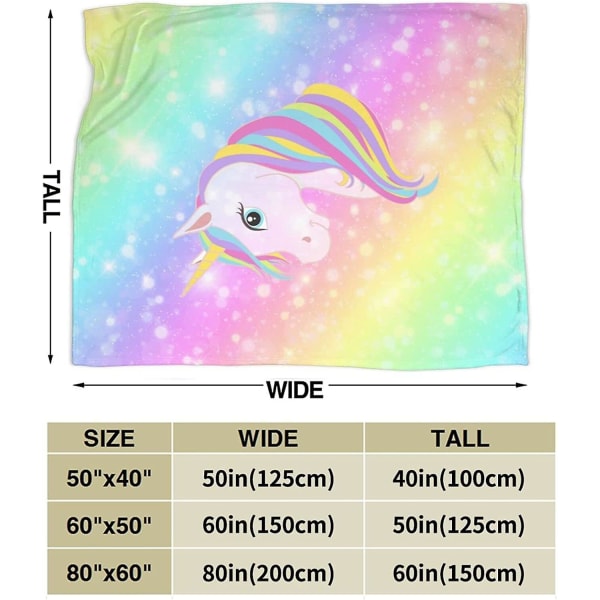 Rainbow Unicorn Starry Rainbow Unicorn Sängfilt Flanell Sängfilt Mysig plyschfilt -o526 50x40in 125x100cm
