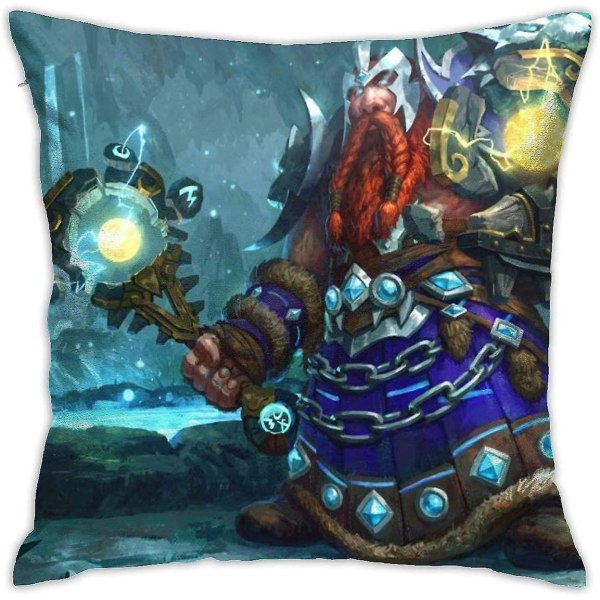 Mjuk och hållbar World Of Warcraft Dwarf Shaman Kuddfodral 18 X 18 tum, case Modernt cover fyrkantigt örngott dekoration.