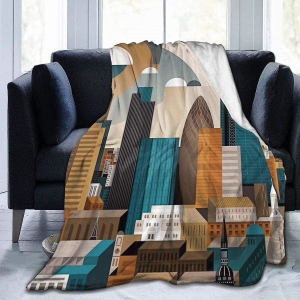 City Of London Slängfilt Mjuk flanell Fleece Varm filt för soffa, säng, soffa, stol, kontor, resa, camping-r426 60x50in 150x125cm