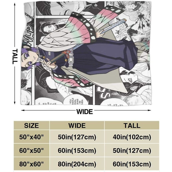 Demon Slayer Shinobu Kocho Fleece Täcke Mjuk Komfort Varm Sängfilt För Hem Sängkläder Soffa Värmande Inredning Presentidé - Medium För Tonåringar 60x50in 150x125cm