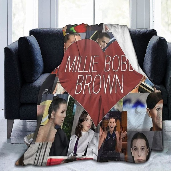 Millie Bobby Brown Mjuk och bekväm varm fleecefilt för soffa, säng, kontorsknäskydd,säng Car Camp Beach filt Slängfiltar -t482 80x60in 200x150cm