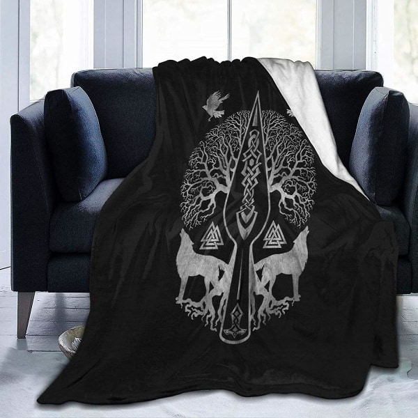 Ravens Norse Mythology Viking Fleece Twin Size Filt Bekväm filt För Spjälsäng Säng Soffstol -w282 60x50in 150x125cm