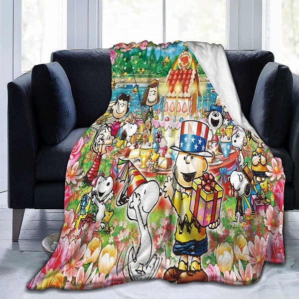 Snoopy stickad filt Mjuk Tjock Supermjuk Sofföverdrag Filtar till bäddsoffa -w419 50x40in 125x100cm