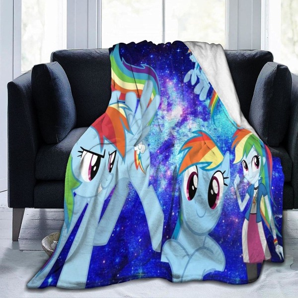 My Little Pony Ultramjukt mikrofleecefilt Throw Fuzzy Lättvikt för barn Pojkar Flickor Vuxna 3d- print Perfekt för soffa,soffa,säng, 50x40in 125x100cm