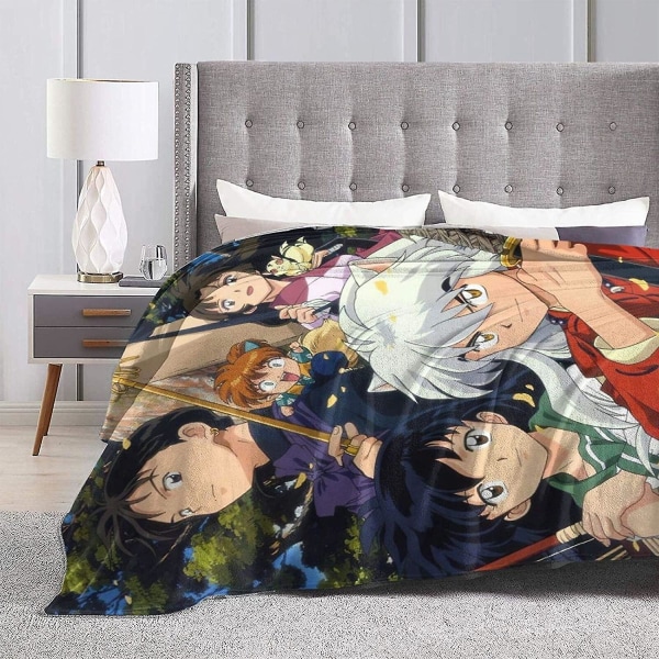 Inuyasha Fleece Vändbar Mysig Sängfilt Anime Vinterfilt Sesshomaru Förtjockning Håll värmen För Soffa Bäddsoffa Campingch-f398 60x50in 150x125cm