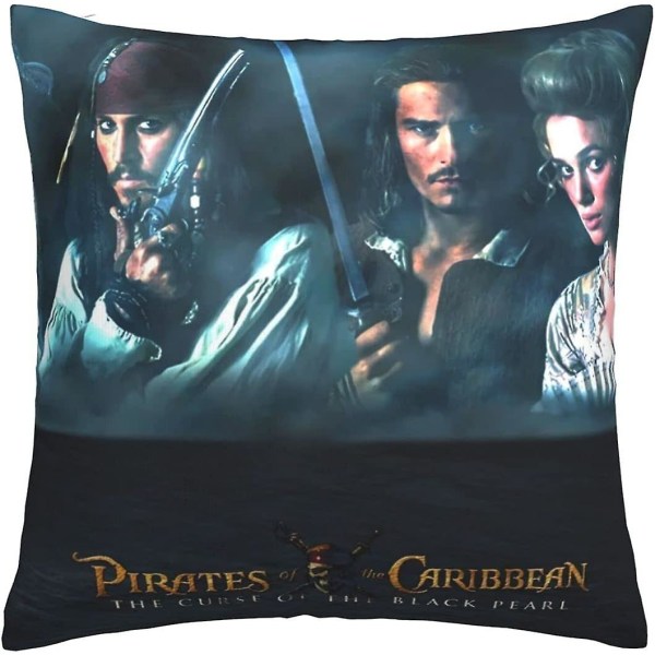 Pirates Of The Caribbean Kuddfodral Bekväma kuddfodral Fyrkantigt cover Mjukt örngott för soffa sovrum hem bil med osynlig dragkedja 1