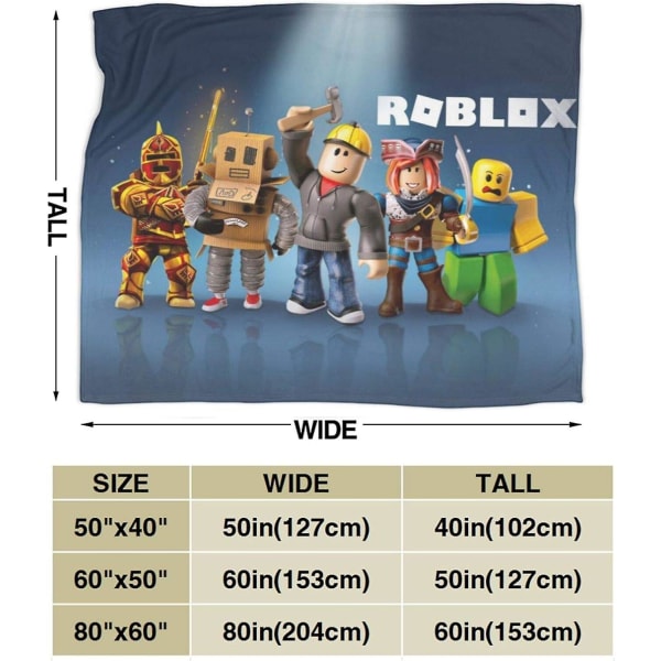 Mjuka varma plädar Roblox tecknade mönster 50" X 60" plysch fleecefiltar för soffa sängkläder Lätt filt för barn och vuxna-n577 80x60in 200x150cm