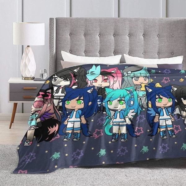 Gacha Life Club Gamer Flanellfilt Mjuk Varmt Kasta Barn Till Säng Säng Soffa Stol Vardagsrum Heminredning -x389 50x40in 125x100cm