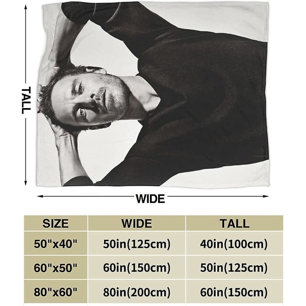 Michael Fassbender filt Ultramjuk flanellfilt 3d- print Fluffig plyschfilt Sängdekoration Sängfilt för vardagsrumsrum Sovrumsdekoration (3s 50x40in 125x100cm