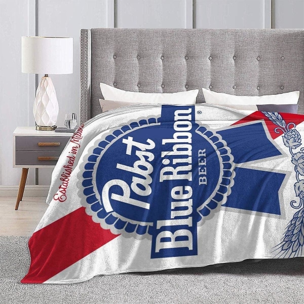 Pabst Blue Ribbon Beer Logo Ultrasoft mikrofleecefilt för bäddsoffa och vardagsrum Lämplig för höst, vinter och vår-l218 80x60in 200x150cm